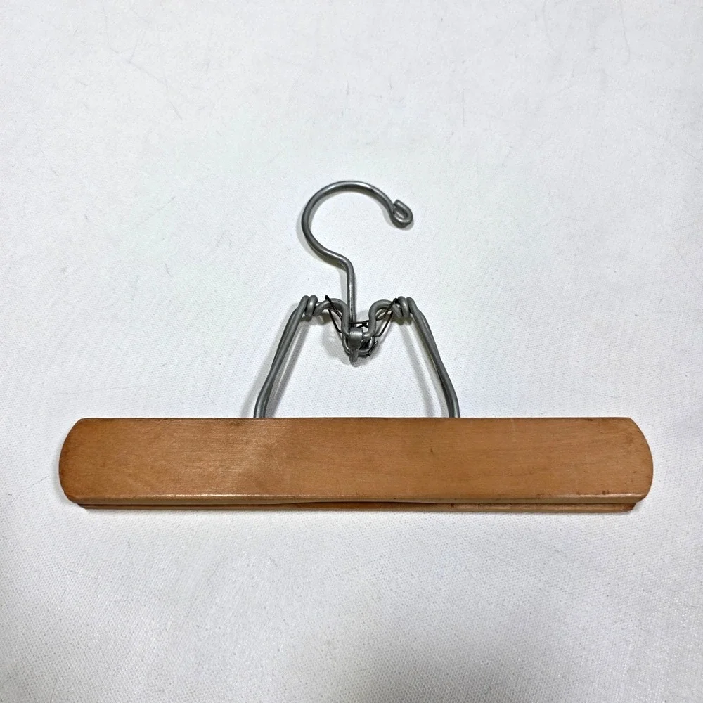 Matchless Pant Hanger 9.5in Brown Vintage Wood Clamp Metal Hook Quality Rustic